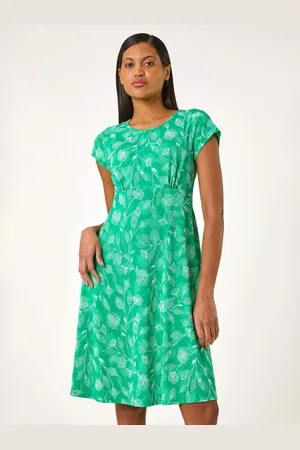 Roman Floral Puff Print Midi Dress40