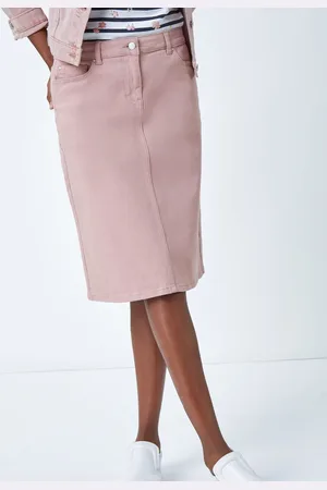 Roman A-Line Knee Length Denim Skirt48
