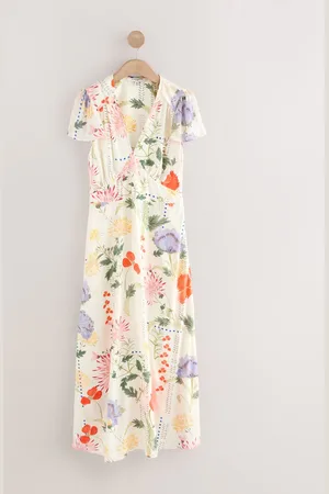 Next Flutter Sleeve V-hals Slips Talje Maxikjole