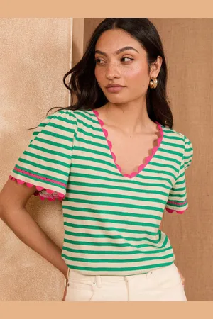 Love & Roses T-shirt med kammusling V-hals 100% bomuld44