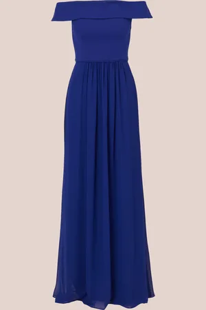 Adrianna Papell Blue Crepe Chiffon Gown44
