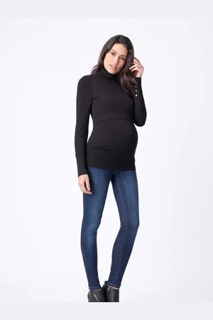 Séraphine Maternity Rullekrave Sort Trøje With Button DetailXL