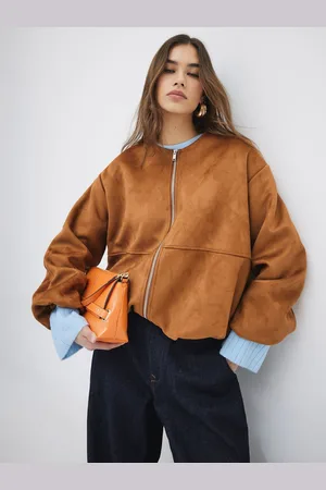 River Island Suedette Bubble Hem Bomber Jacketxsmall