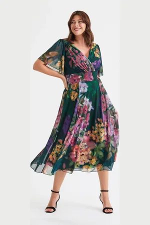 Scarlett & Jo Victoria Multi Angel Sleeve Mesh Midi Long Dress52
