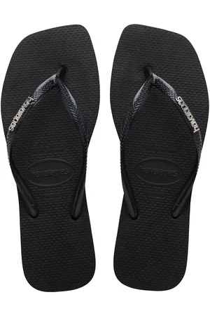 Havaianas Slim Square Logo Metallisk Sort Sandaler4-5
