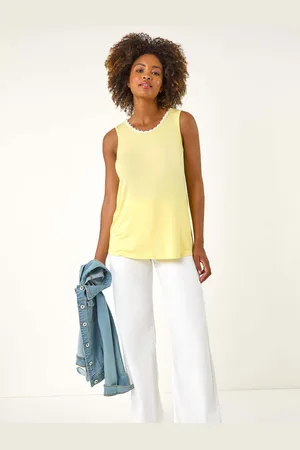 Roman Daisy Neck Trim Vest Top