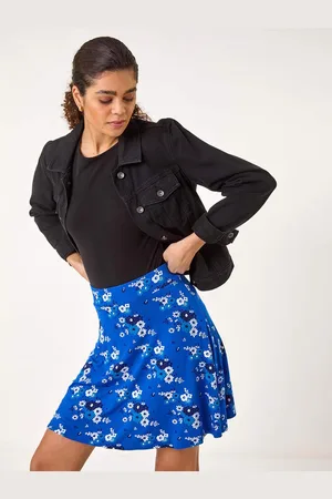 Roman Floral Print Stretch Skater Skirt40
