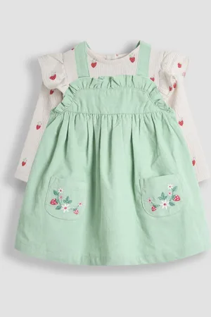 JoJo Maman Bébé 2-Piece Frill Sleeve Top & Pinafore Set7480cm