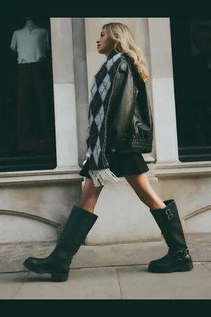 Next Forever Comfort Knee High Double Buckle Biker Boots
