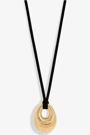 Moodstreet Tone Polished Ridged Pendant Cord Necklaceen