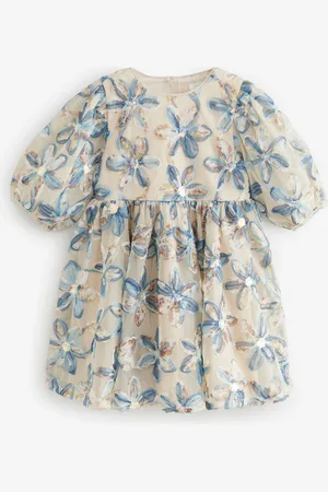 Next Embellished Puff Sleeve Dress (3-16yrs)7 år (122cm)