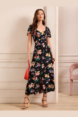 Love & Roses Sweetheart Neck Kortærmet Midi Kjole42