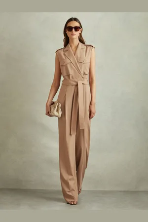 Reiss Luisa Wool Blend Double Breasted Belted Jumpsuit42