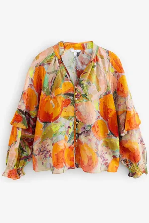 Next Sheer Tie Neck Volume Long Sleeve Blouse36