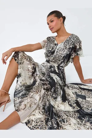 Roman Animal Print Shimmer Tiered Maxi Dress40