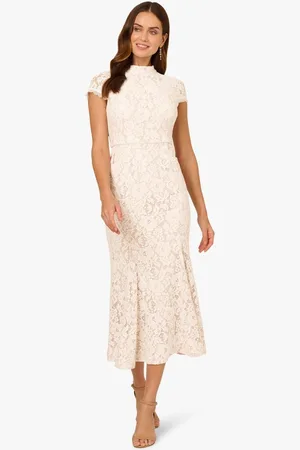 Adrianna Papell Ankle Length Lace White Dress42