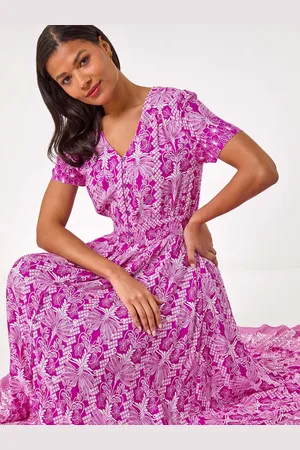 Roman Printed Shirred Waist Maxi Dress44