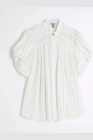 River Island Short Sleeve Stripe Pleated Blouse38
