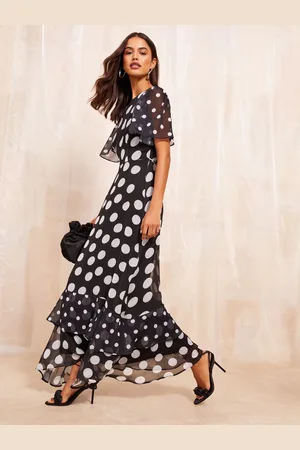 Friends Like These Kortærmet Chiffon Tiered Midi Kjole40