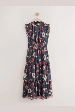 Next Printed High Neck Tiered Occasion Maxi Dress