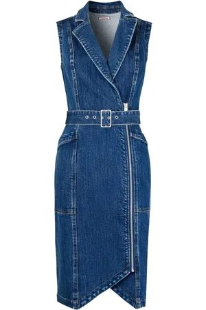 Joe Browns Asymmetric Zip Med bælte Ærmeløs Denim Kjole