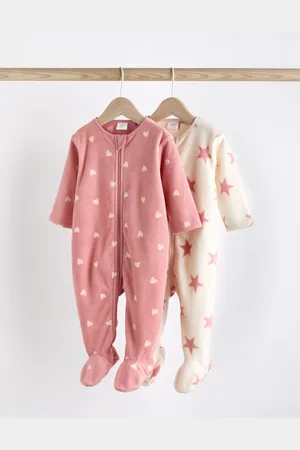 Next Baby Microfleece Zip Sleepsuits 2 PackUp to 1 Month (56cm)