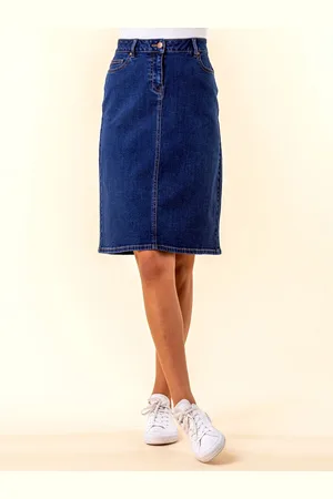 Roman A-Line Knee Length Denim Skirt44