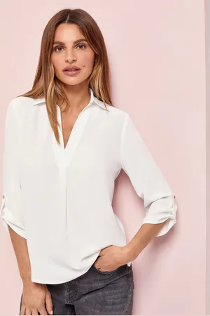 Lipsy London V-hals 3/4 Krave-bluse med ærmer46