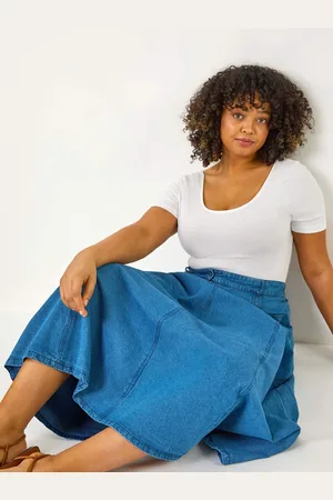 Roman Curve 100% Cotton Denim Swing Skirt44