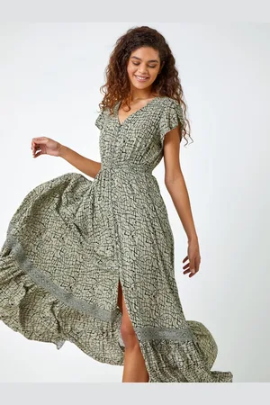 Roman Scribble Print Button Through Midi Dress44