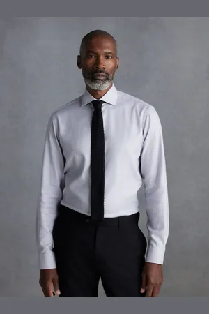 Next Signature Textured 100% Cotton Slim Fit Single Cuff Shirt38cm R (UK 15 R)