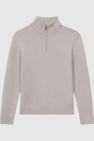Reiss Tempo Slim Fit Strikket Halvlynlås Højhalset Trøjexlarge