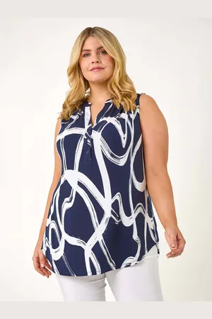 Roman Curve Abstract Print Vest Top50
