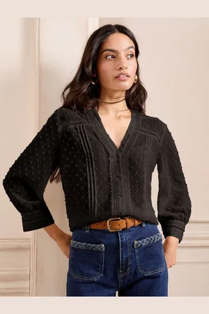 Love & Roses Dobby Notch Neck 3/4 Sleeve Blouse44