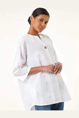 Roman 100% Cotton Floral Embroidered Tunic Topmedium