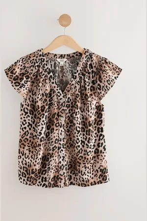 Next Button Down Flæsekant Sleeve Top