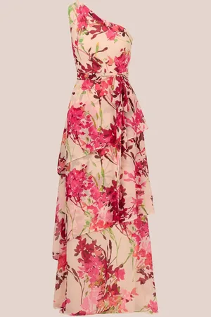 Adrianna Papell Pink One Shoulder Tiered Gown40