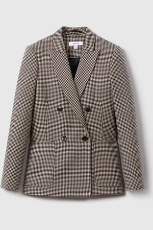 Reiss Ella Wool Blend Dobbeltradet Dogtooth Blazer42