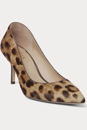 Ralph Lauren Print Lanette Textured Leather Heel Court Shoes