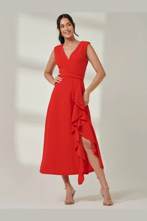 Jolie Moi Wrap Front Frill Detail Maxikjole40