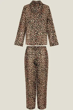 Accessorize Leopard Print Long 100% Cotton Pyjamas SetS