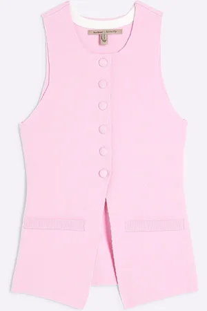 River Island Petite Lyserød Longline Button Front Vest38