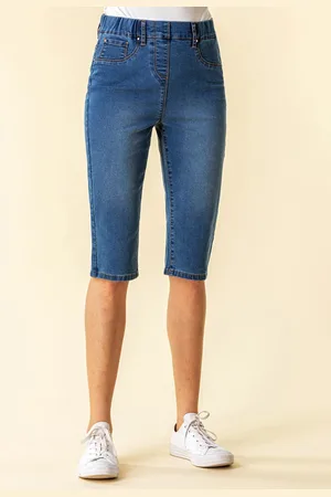 Roman Denim Stretch Knee Length Pedal Pusher Shorts44