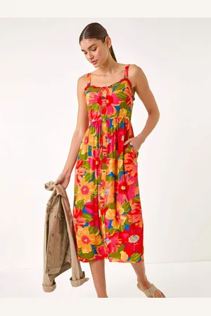 Roman Floral Print Button Midi Sundress44