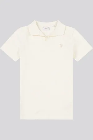 U.S. Polo Assn. U. S. Polo Assn. Boys Waffle Texture Open Collar Polo Shirt122128cm