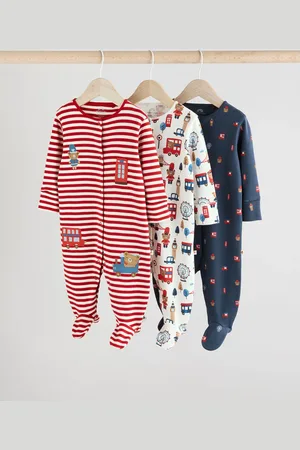 Next Baby Embroidered 100% Cotton Sleepsuits 3 Pack8692cm