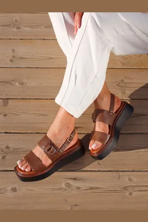 Linzi Rox Douple Strap Flatform Sandals With Buckle Detaileu38