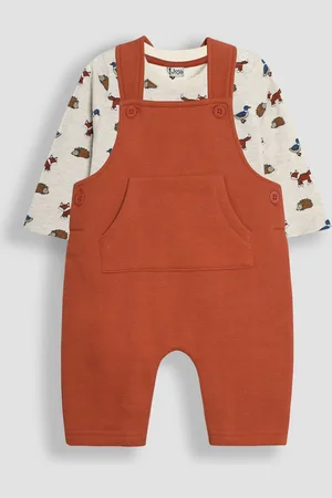 JoJo Maman Bébé Forest Animal Textured Dungarees & Top Set1.5 - 2 år (86 - 92cm)