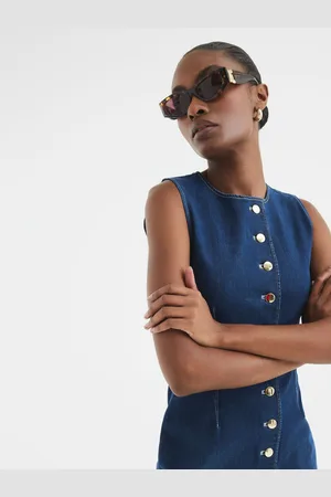 River Island 100% Cotton Denim Button Front Midi Dress34