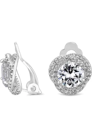 Jon Richard Pave Cross-Over Halo med Center Stone Clip øreringeEn
